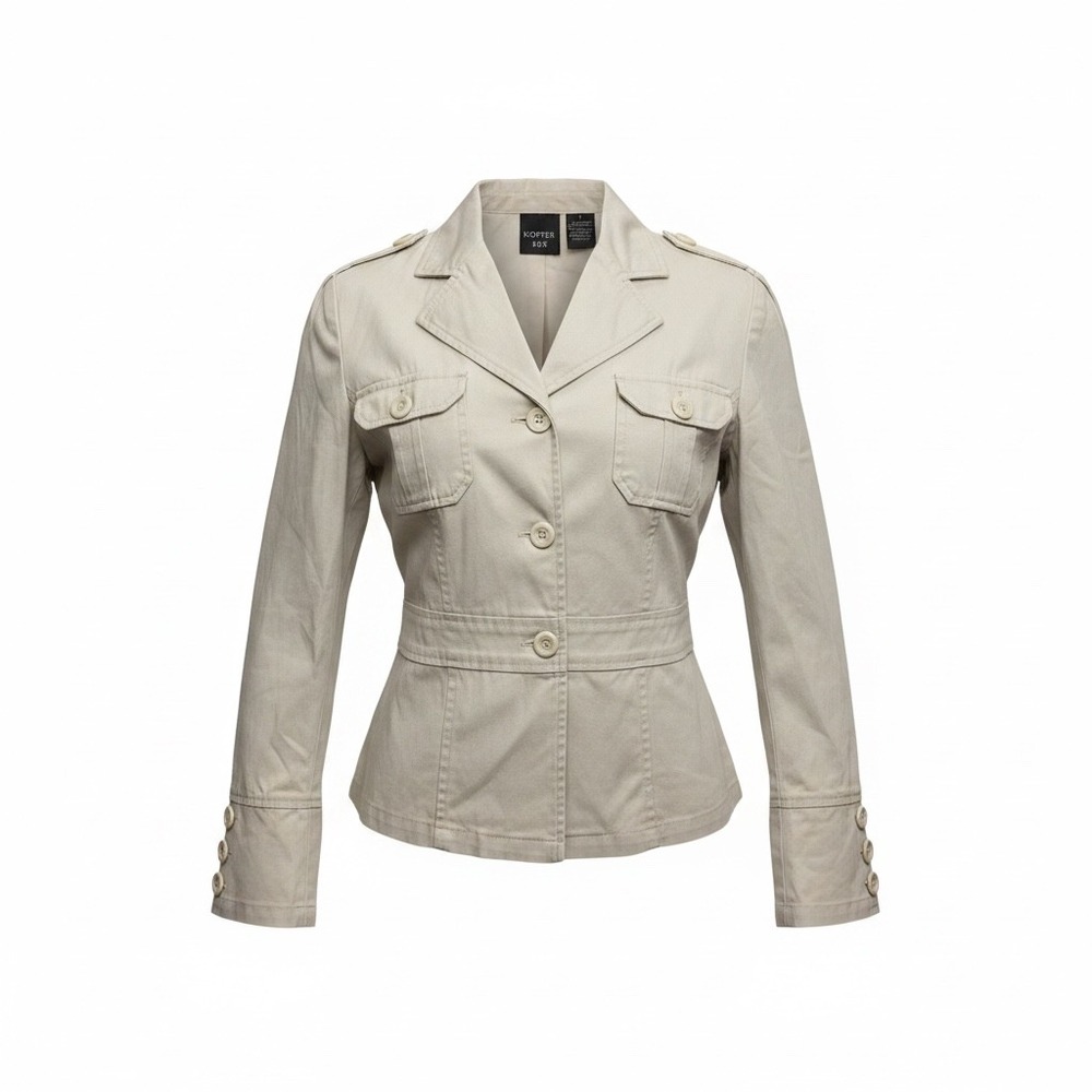 Copper Key Tan Khaki Cotton Utility Safari Jacket Womens Small Epaulettes Pocket